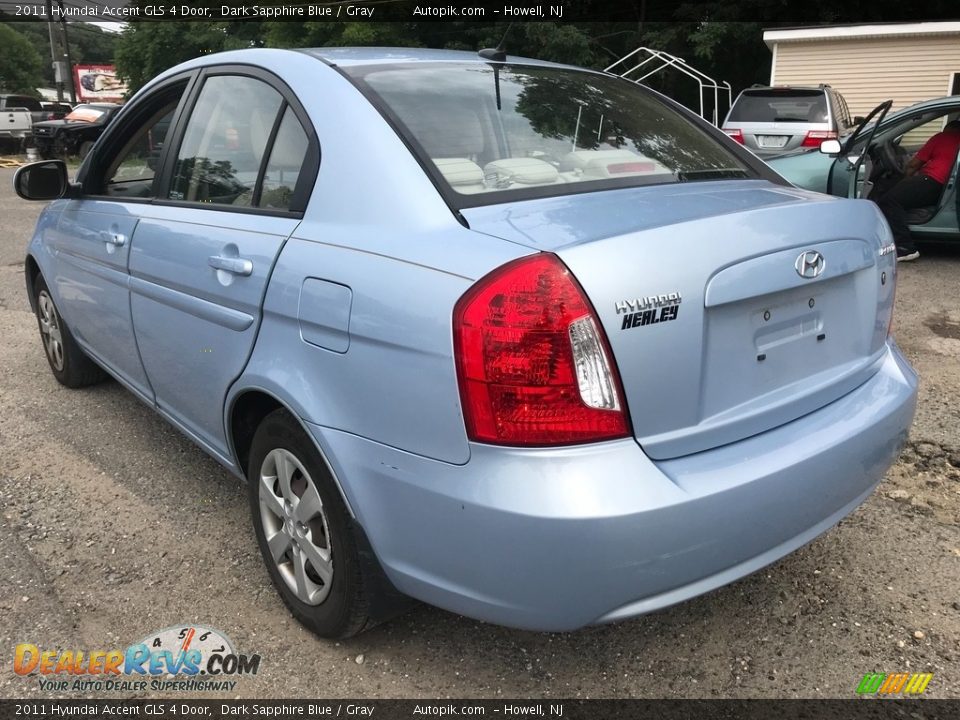 2011 Hyundai Accent GLS 4 Door Dark Sapphire Blue / Gray Photo #4