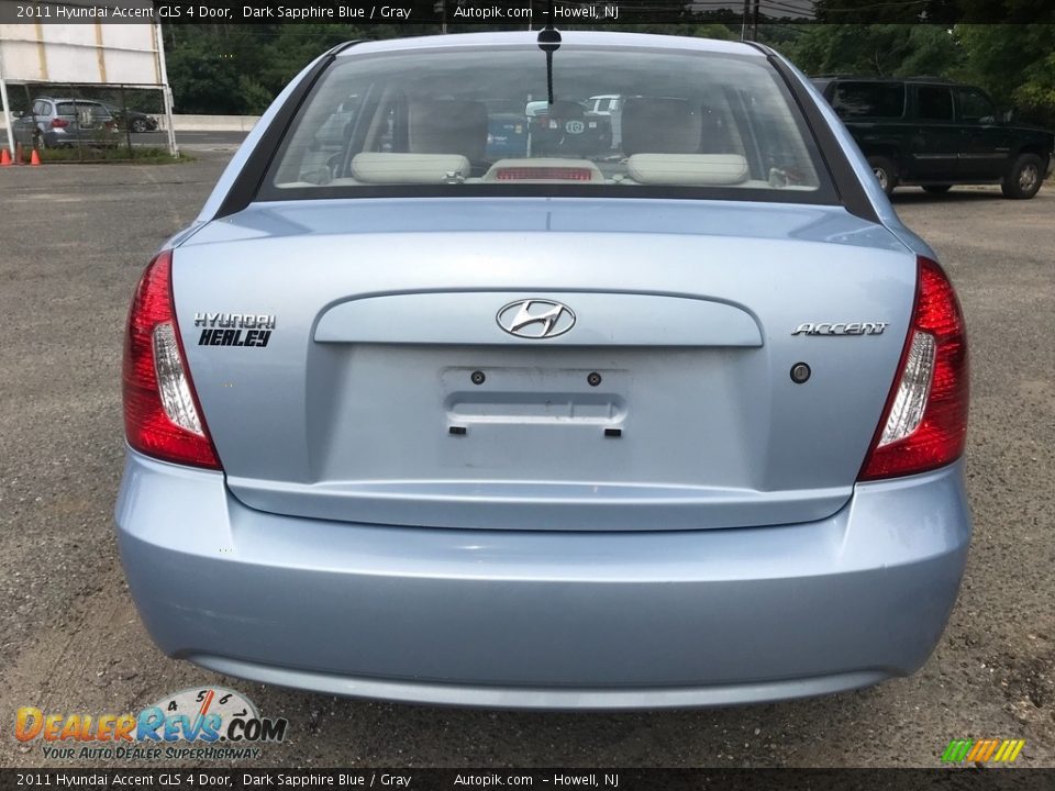 2011 Hyundai Accent GLS 4 Door Dark Sapphire Blue / Gray Photo #6