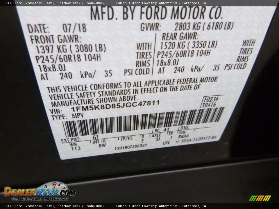 2018 Ford Explorer XLT 4WD Shadow Black / Ebony Black Photo #13