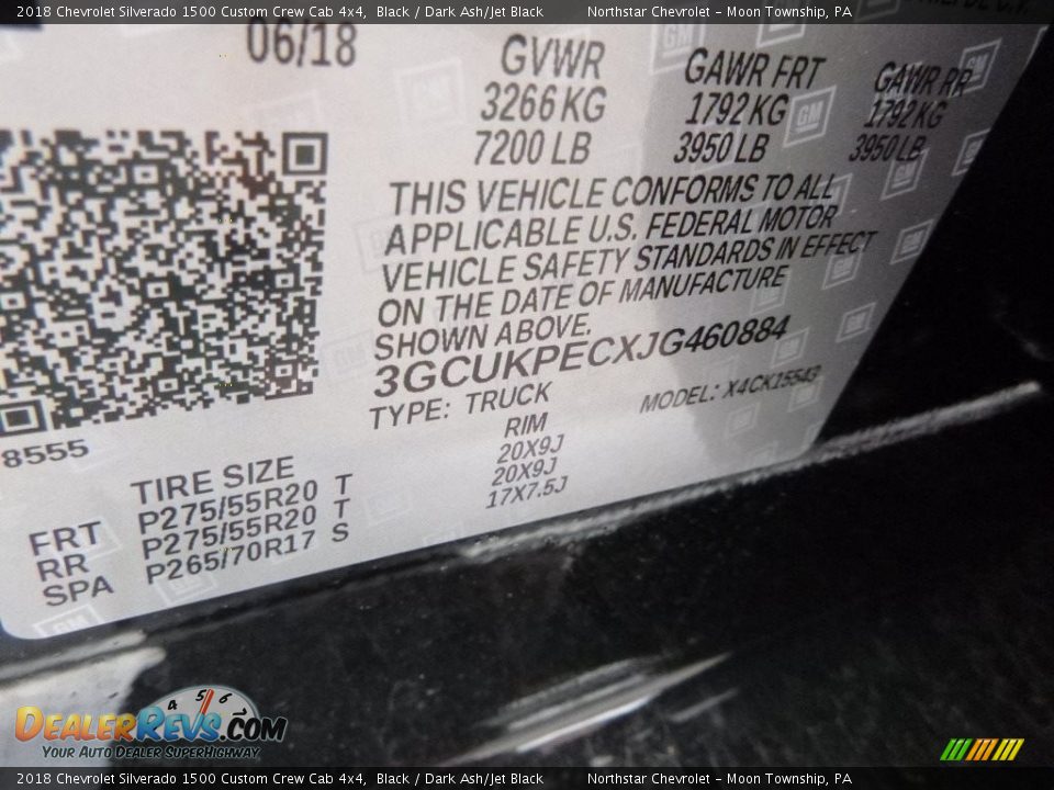 2018 Chevrolet Silverado 1500 Custom Crew Cab 4x4 Black / Dark Ash/Jet Black Photo #17