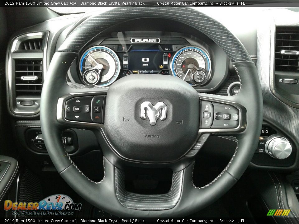 2019 Ram 1500 Limited Crew Cab 4x4 Diamond Black Crystal Pearl / Black Photo #14