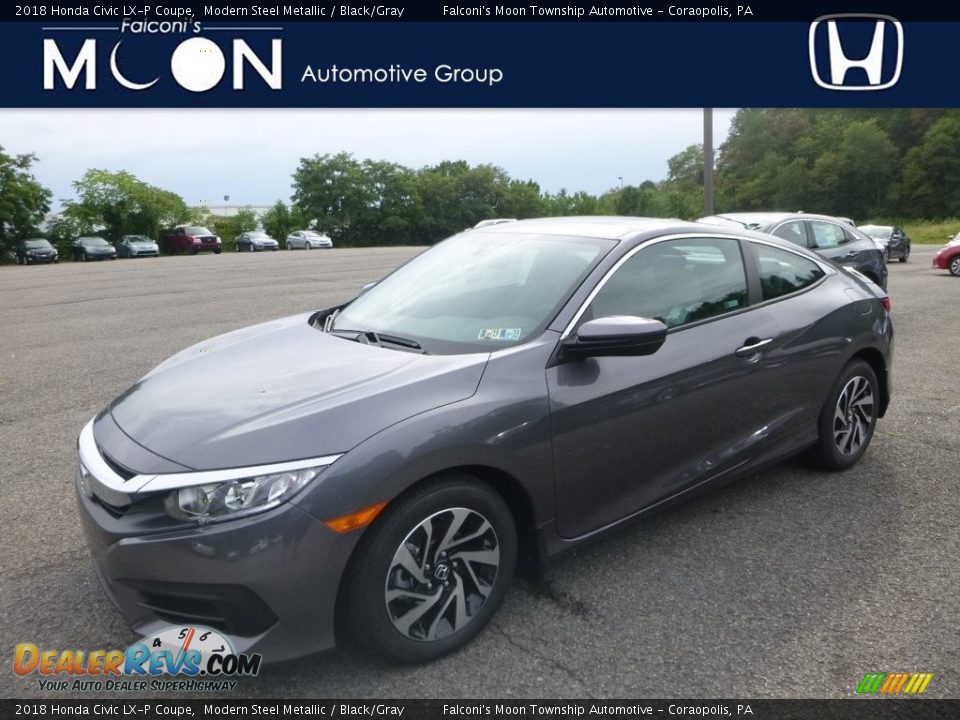 2018 Honda Civic LX-P Coupe Modern Steel Metallic / Black/Gray Photo #1