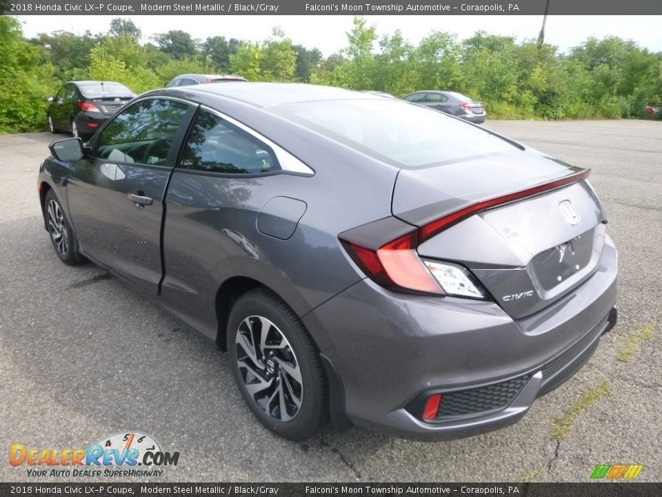 2018 Honda Civic LX-P Coupe Modern Steel Metallic / Black/Gray Photo #2