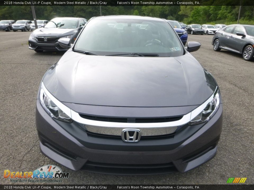 2018 Honda Civic LX-P Coupe Modern Steel Metallic / Black/Gray Photo #6