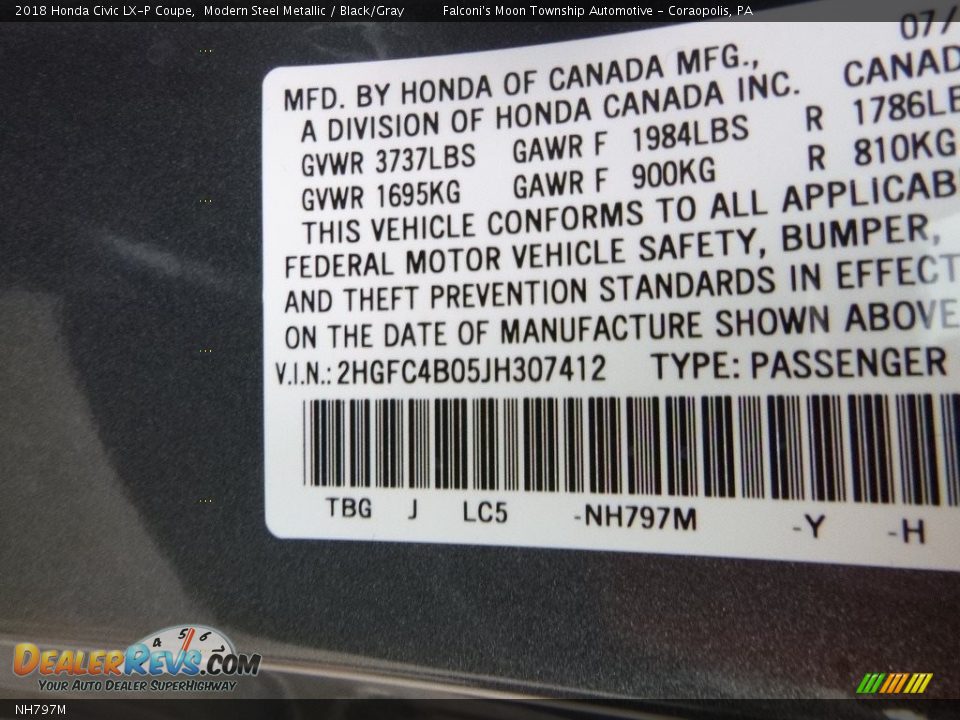 Honda Color Code NH797M Modern Steel Metallic