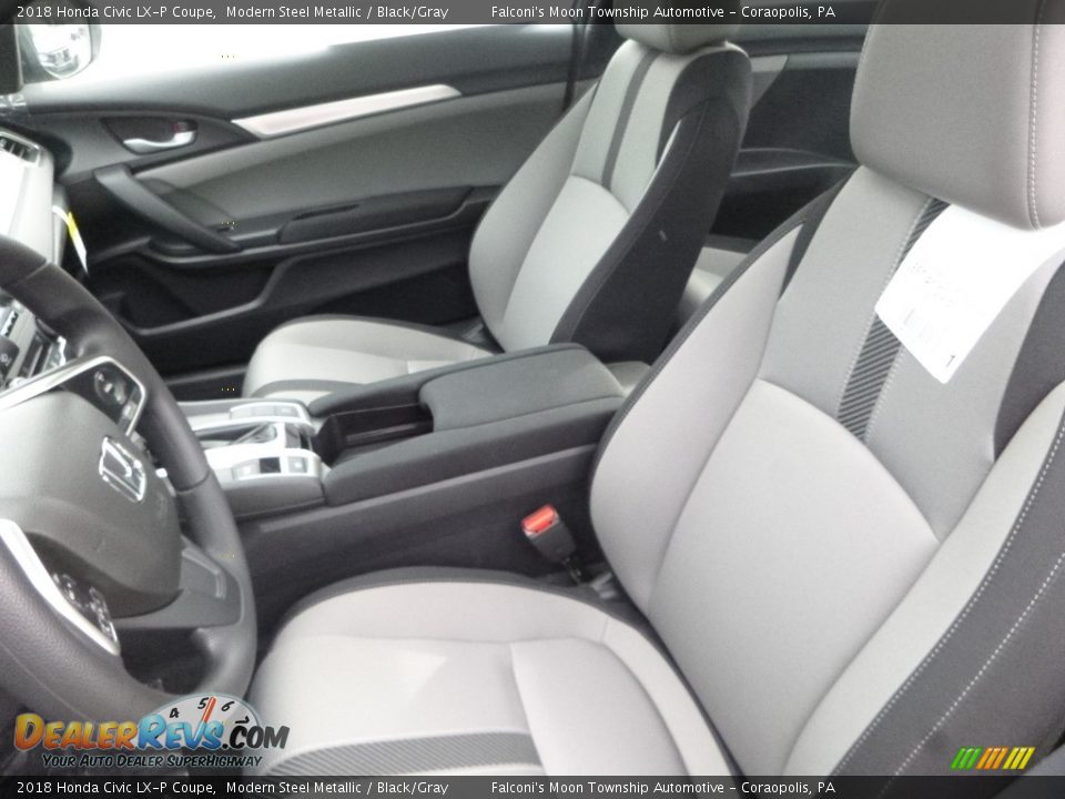 2018 Honda Civic LX-P Coupe Modern Steel Metallic / Black/Gray Photo #12