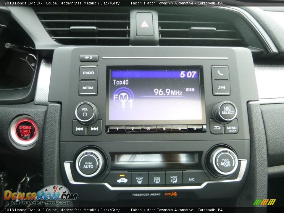 2018 Honda Civic LX-P Coupe Modern Steel Metallic / Black/Gray Photo #14