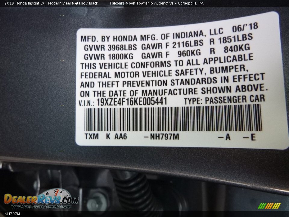 Honda Color Code NH797M Modern Steel Metallic