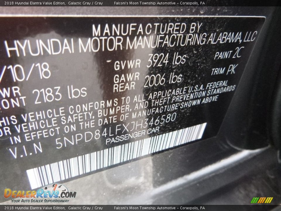 2018 Hyundai Elantra Value Edition Galactic Gray / Gray Photo #12