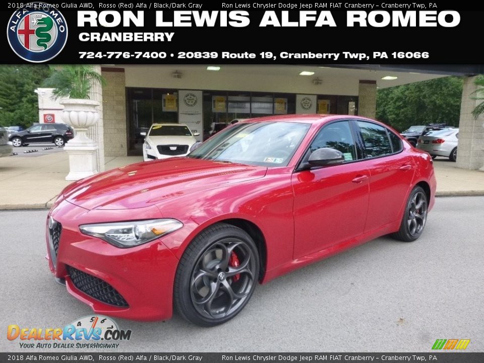 2018 Alfa Romeo Giulia AWD Rosso (Red) Alfa / Black/Dark Gray Photo #1