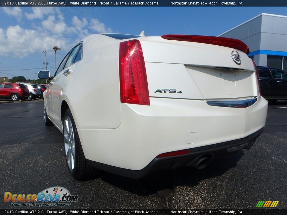 2013 Cadillac ATS 2.0L Turbo AWD White Diamond Tricoat / Caramel/Jet Black Accents Photo #5