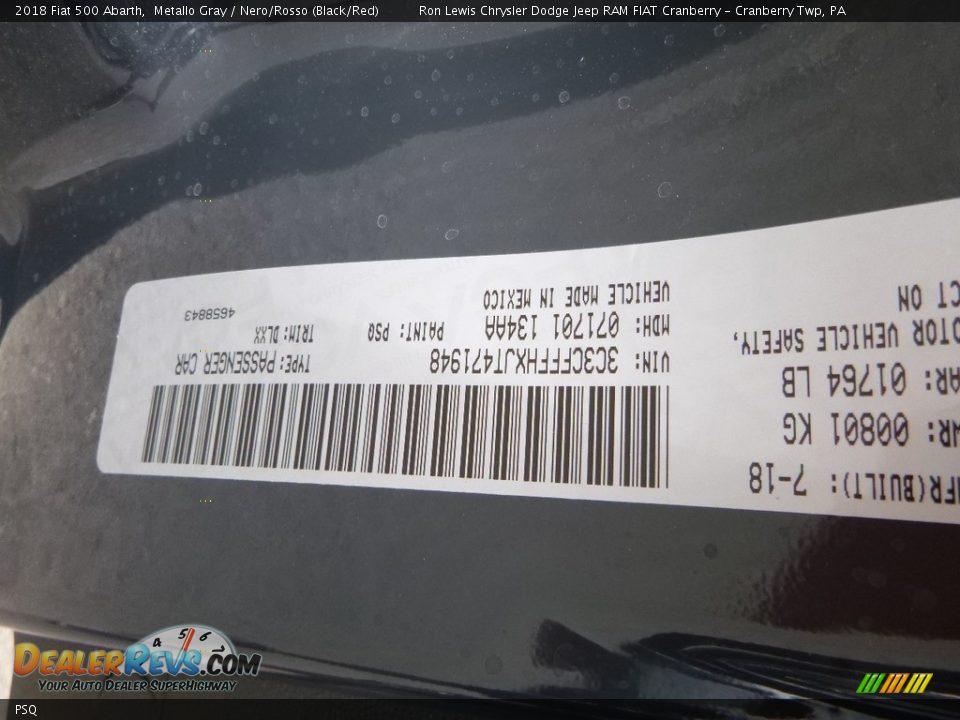 Fiat Color Code PSQ Metallo Gray