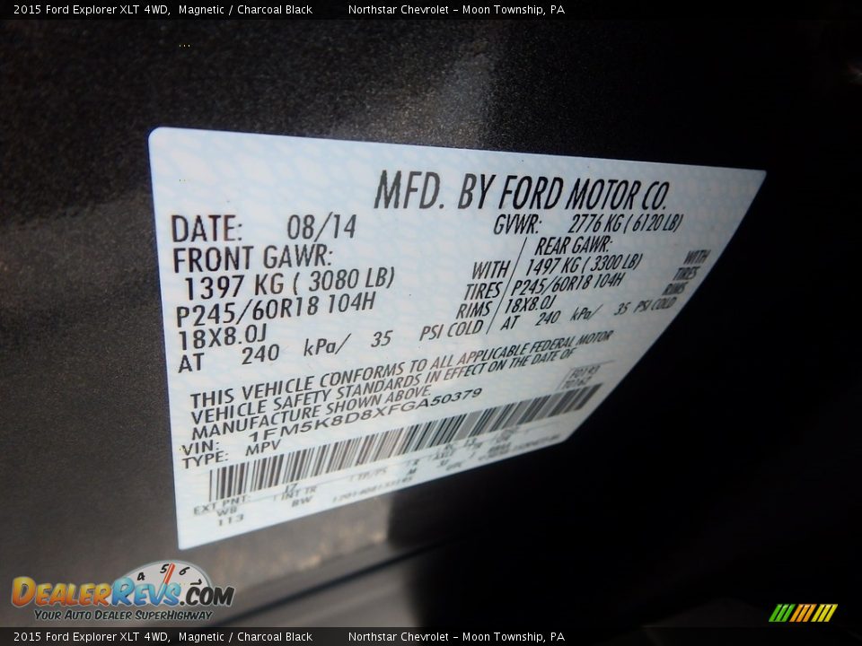 2015 Ford Explorer XLT 4WD Magnetic / Charcoal Black Photo #28