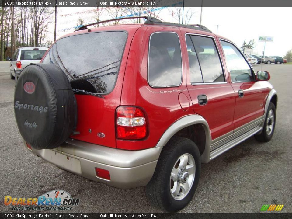 2000 Kia Sportage EX 4x4 Classic Red / Gray Photo #7