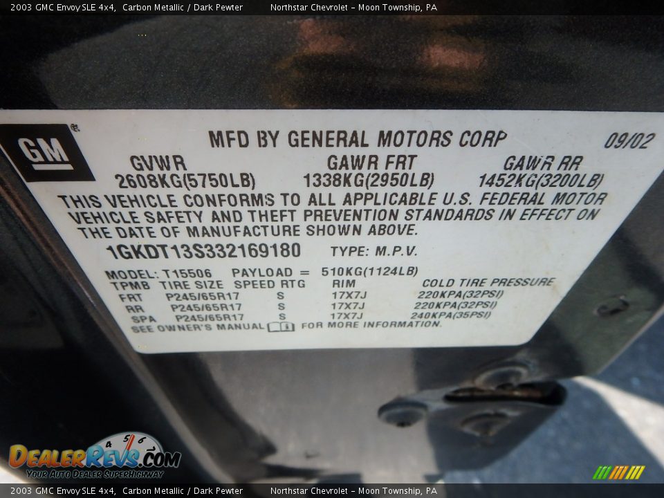 2003 GMC Envoy SLE 4x4 Carbon Metallic / Dark Pewter Photo #14