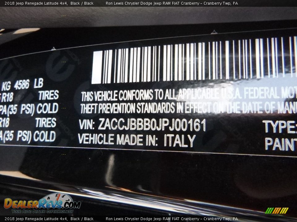 2018 Jeep Renegade Latitude 4x4 Black / Black Photo #14