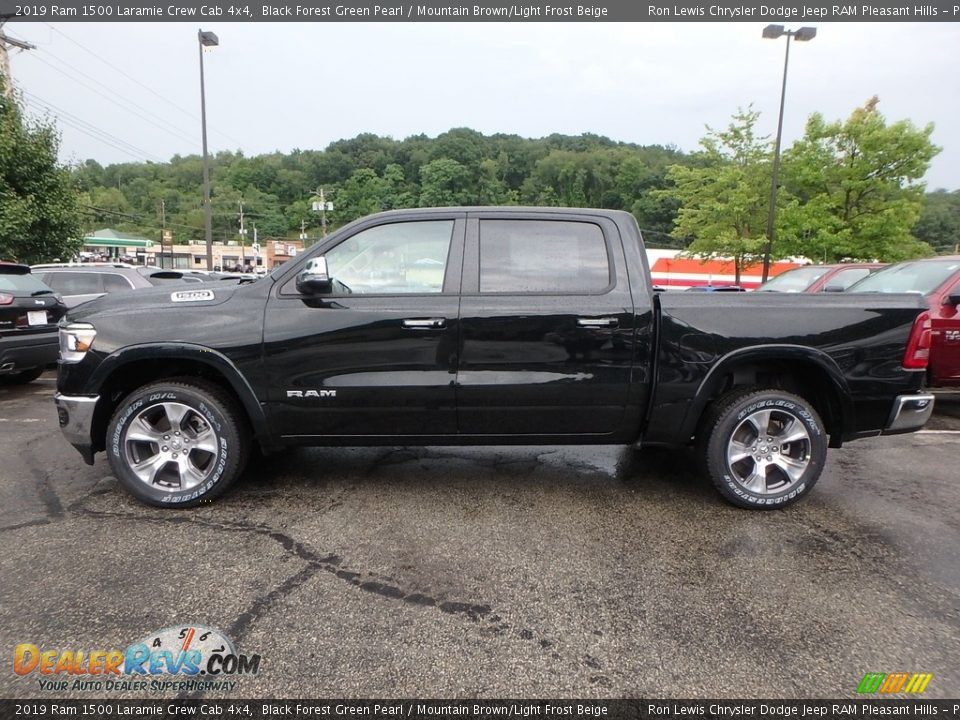 2019 Ram 1500 Laramie Crew Cab 4x4 Black Forest Green Pearl / Mountain Brown/Light Frost Beige Photo #2