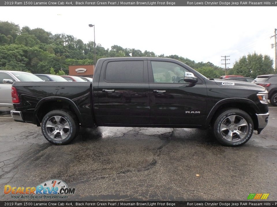 2019 Ram 1500 Laramie Crew Cab 4x4 Black Forest Green Pearl / Mountain Brown/Light Frost Beige Photo #6