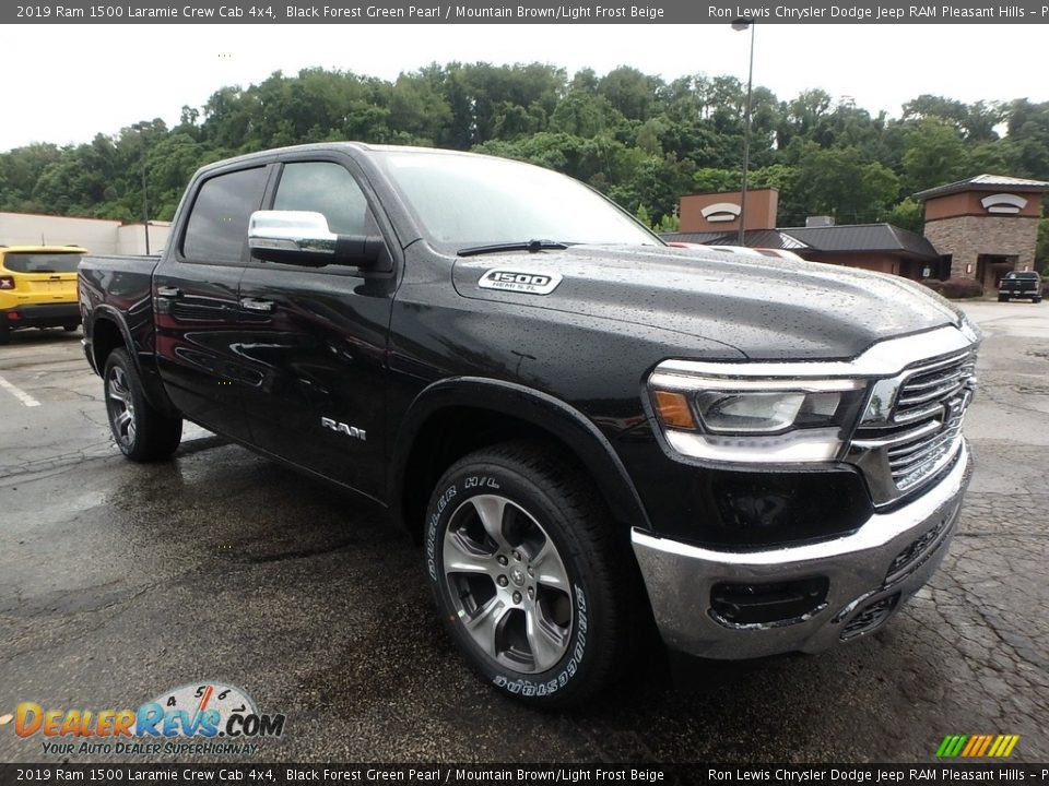 2019 Ram 1500 Laramie Crew Cab 4x4 Black Forest Green Pearl / Mountain Brown/Light Frost Beige Photo #7