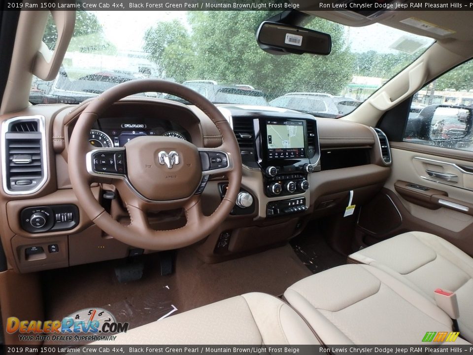 2019 Ram 1500 Laramie Crew Cab 4x4 Black Forest Green Pearl / Mountain Brown/Light Frost Beige Photo #12