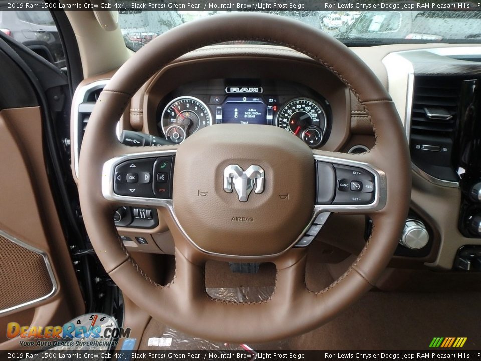 2019 Ram 1500 Laramie Crew Cab 4x4 Black Forest Green Pearl / Mountain Brown/Light Frost Beige Photo #18