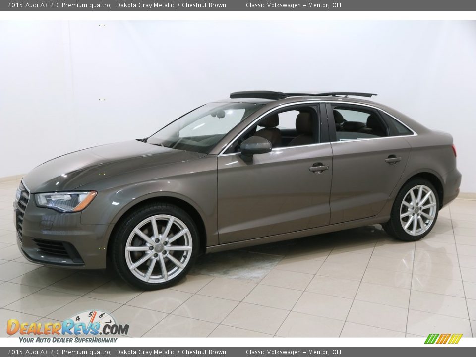 2015 Audi A3 2.0 Premium quattro Dakota Gray Metallic / Chestnut Brown Photo #3