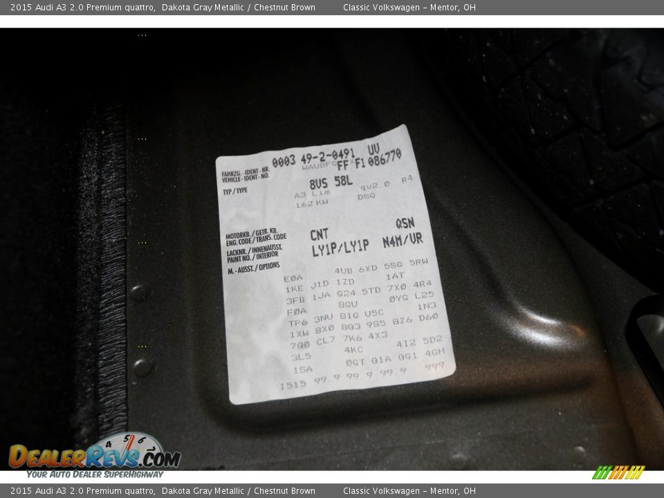 2015 Audi A3 2.0 Premium quattro Dakota Gray Metallic / Chestnut Brown Photo #25
