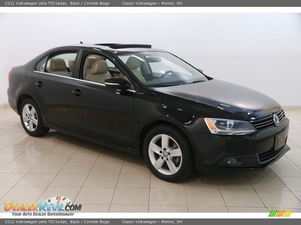 2012 Volkswagen Jetta TDI Sedan Black / Cornsilk Beige Photo #1