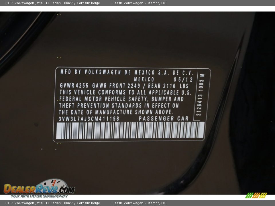 2012 Volkswagen Jetta TDI Sedan Black / Cornsilk Beige Photo #20