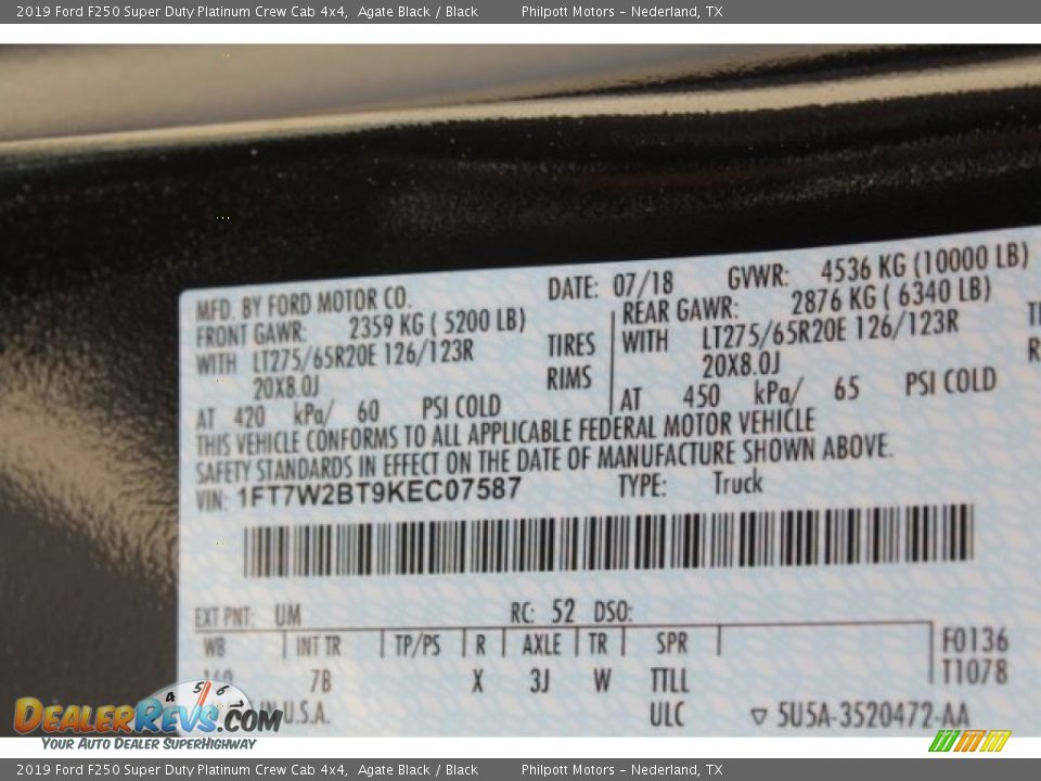 2019 Ford F250 Super Duty Platinum Crew Cab 4x4 Agate Black / Black Photo #34