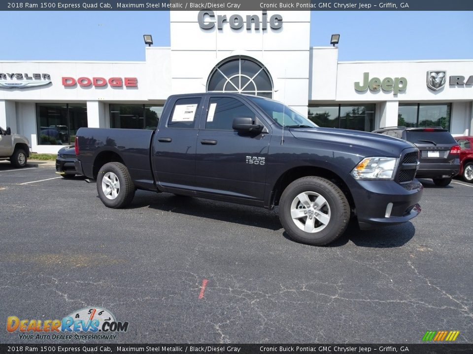 2018 Ram 1500 Express Quad Cab Maximum Steel Metallic / Black/Diesel Gray Photo #1
