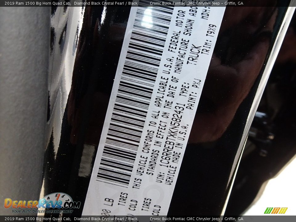 2019 Ram 1500 Big Horn Quad Cab Diamond Black Crystal Pearl / Black Photo #16
