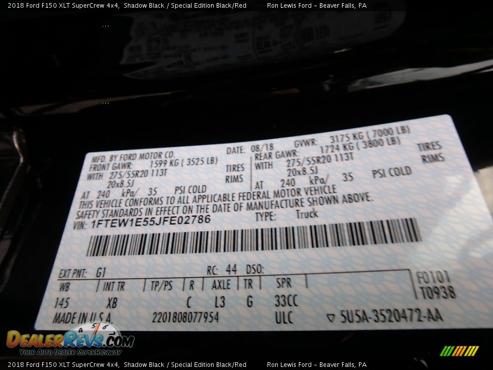 2018 Ford F150 XLT SuperCrew 4x4 Shadow Black / Special Edition Black/Red Photo #14