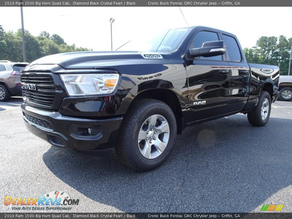 2019 Ram 1500 Big Horn Quad Cab Diamond Black Crystal Pearl / Black Photo #3