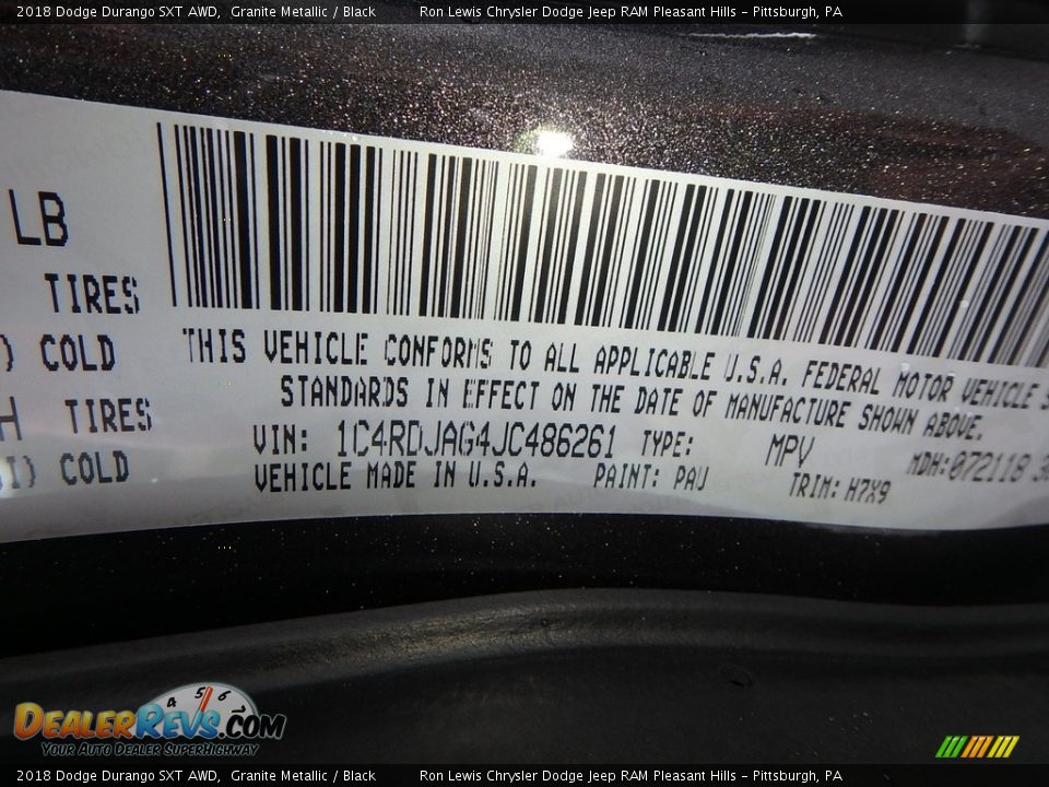 2018 Dodge Durango SXT AWD Granite Metallic / Black Photo #15