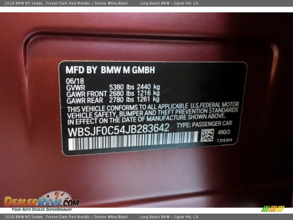 2018 BMW M5 Sedan Frozen Dark Red Metallic / Smoke White/Black Photo #11