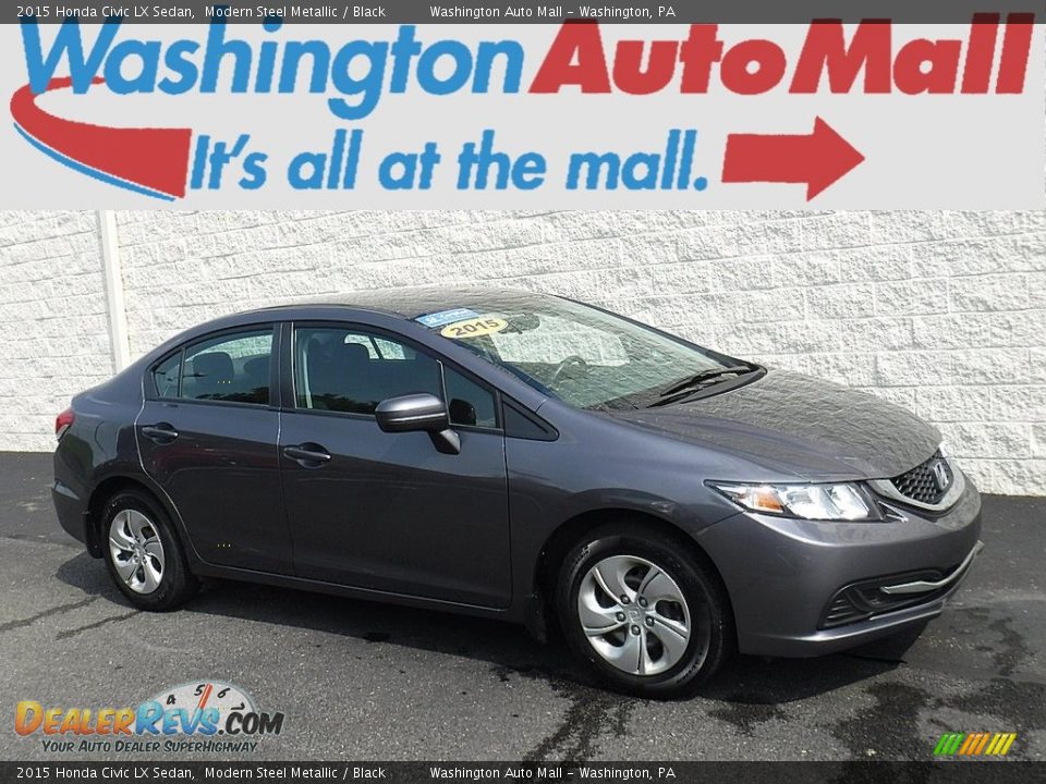 2015 Honda Civic LX Sedan Modern Steel Metallic / Black Photo #1