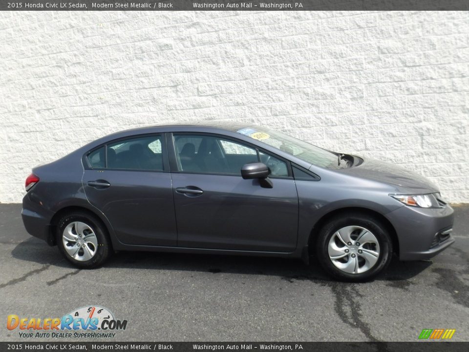 2015 Honda Civic LX Sedan Modern Steel Metallic / Black Photo #2