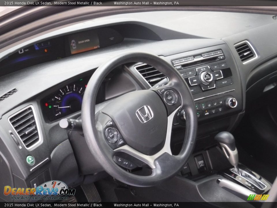 2015 Honda Civic LX Sedan Modern Steel Metallic / Black Photo #9