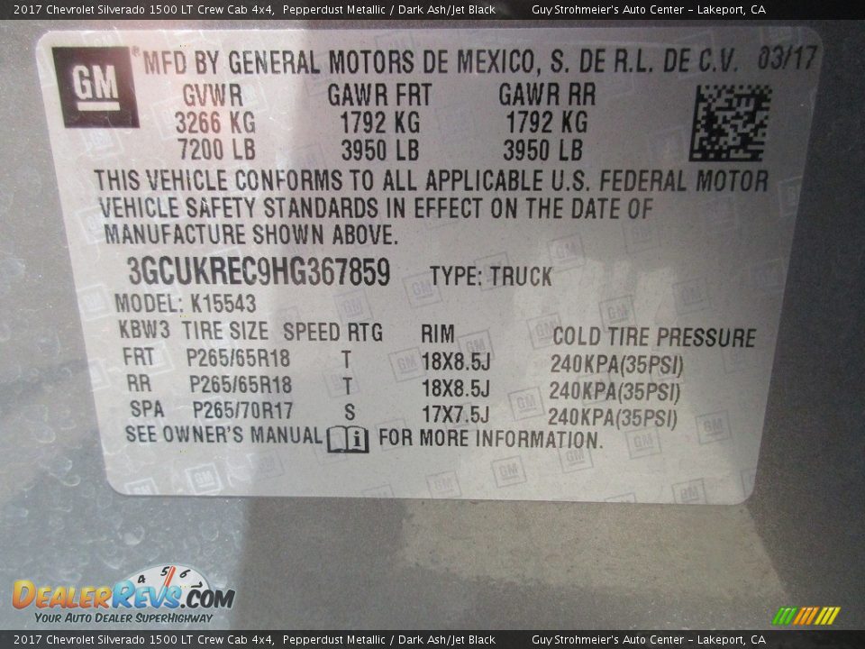 2017 Chevrolet Silverado 1500 LT Crew Cab 4x4 Pepperdust Metallic / Dark Ash/Jet Black Photo #12