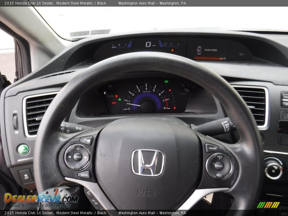 2015 Honda Civic LX Sedan Modern Steel Metallic / Black Photo #16