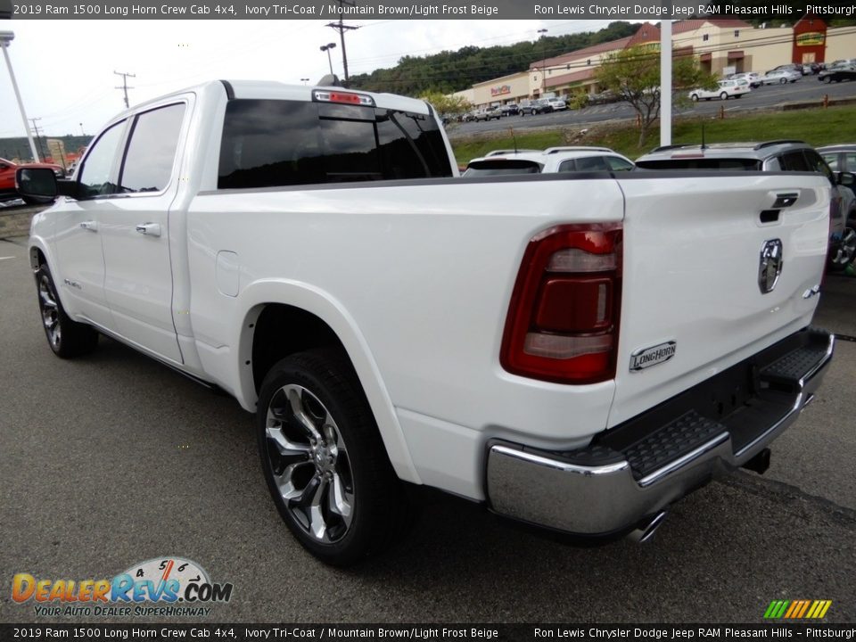 2019 Ram 1500 Long Horn Crew Cab 4x4 Ivory Tri–Coat / Mountain Brown/Light Frost Beige Photo #3