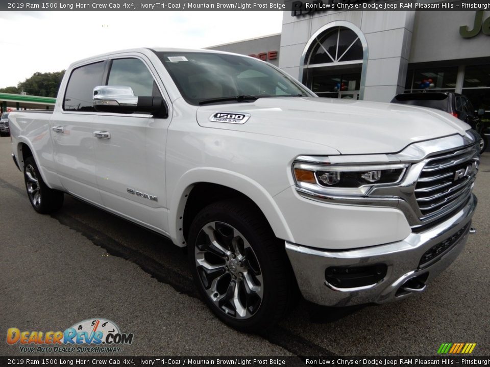 2019 Ram 1500 Long Horn Crew Cab 4x4 Ivory Tri–Coat / Mountain Brown/Light Frost Beige Photo #6
