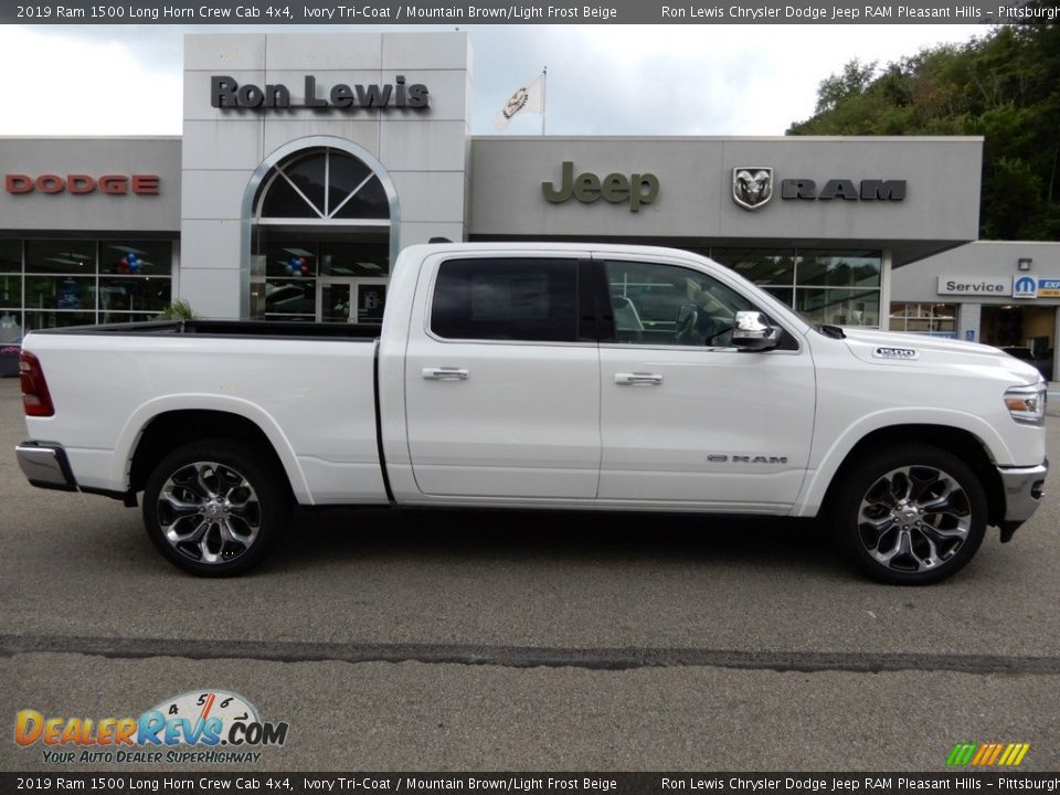 2019 Ram 1500 Long Horn Crew Cab 4x4 Ivory Tri–Coat / Mountain Brown/Light Frost Beige Photo #8