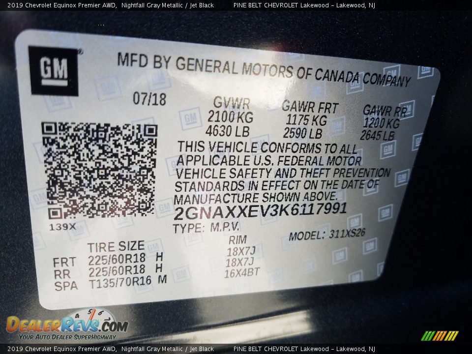 2019 Chevrolet Equinox Premier AWD Nightfall Gray Metallic / Jet Black Photo #9