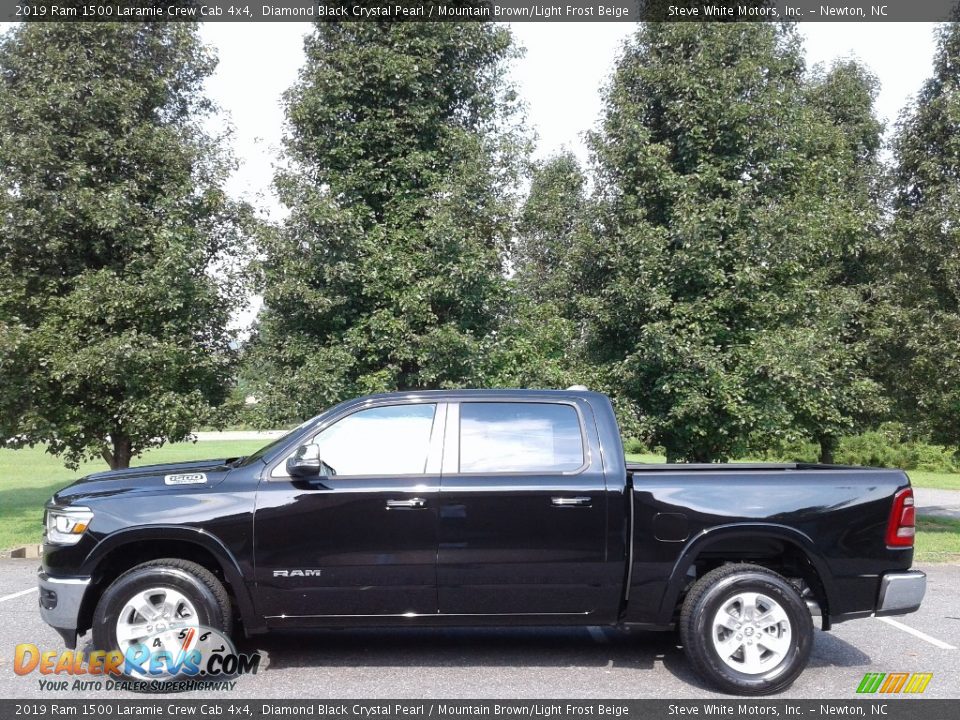 2019 Ram 1500 Laramie Crew Cab 4x4 Diamond Black Crystal Pearl / Mountain Brown/Light Frost Beige Photo #1