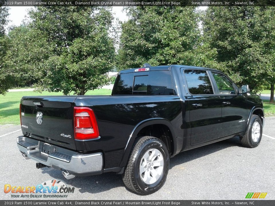 2019 Ram 1500 Laramie Crew Cab 4x4 Diamond Black Crystal Pearl / Mountain Brown/Light Frost Beige Photo #6