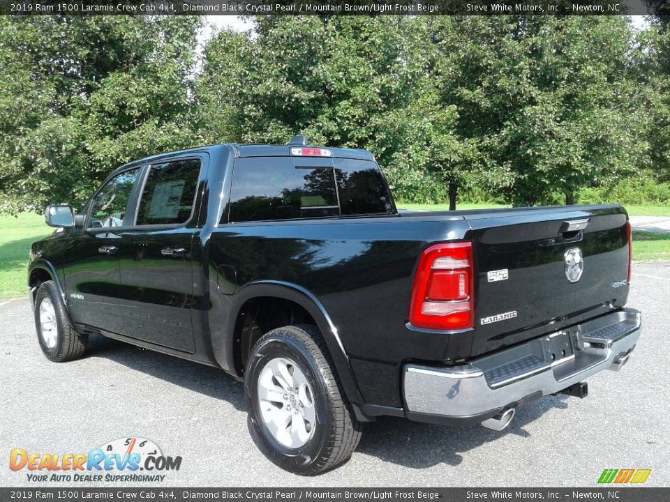 2019 Ram 1500 Laramie Crew Cab 4x4 Diamond Black Crystal Pearl / Mountain Brown/Light Frost Beige Photo #8