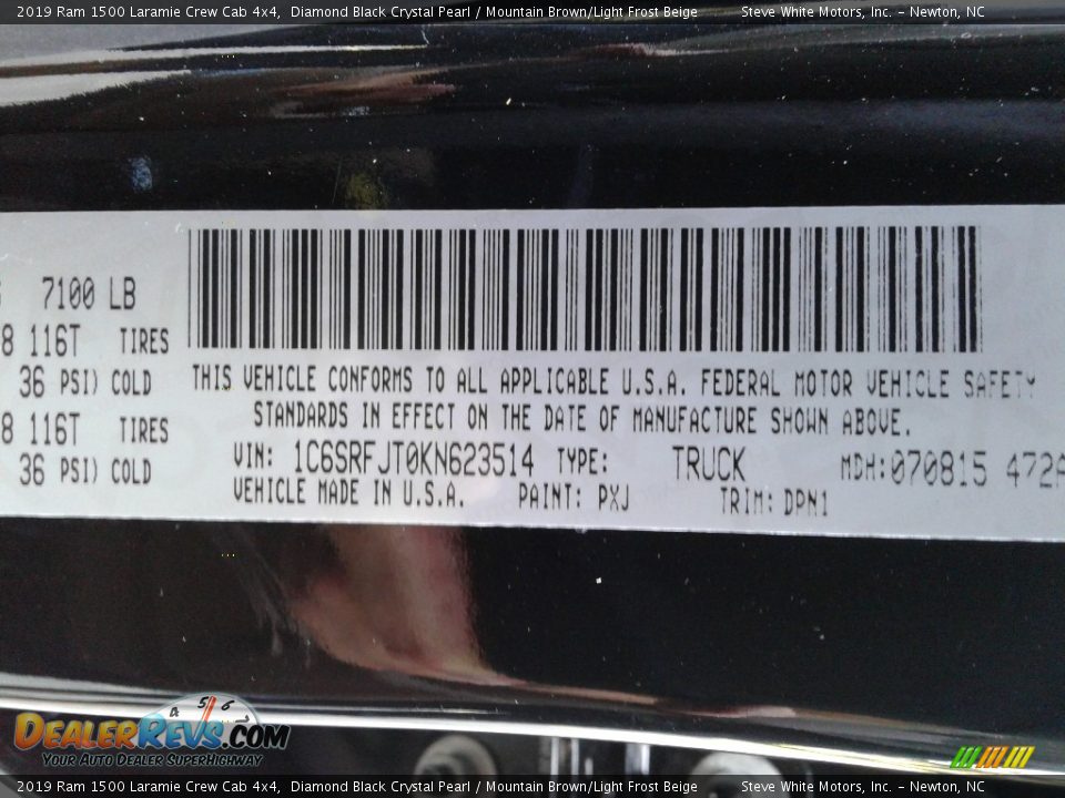 2019 Ram 1500 Laramie Crew Cab 4x4 Diamond Black Crystal Pearl / Mountain Brown/Light Frost Beige Photo #35