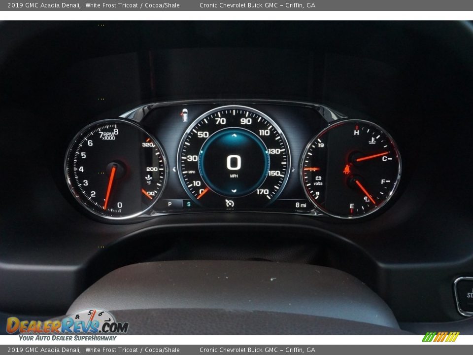 2019 GMC Acadia Denali White Frost Tricoat / Cocoa/Shale Photo #8